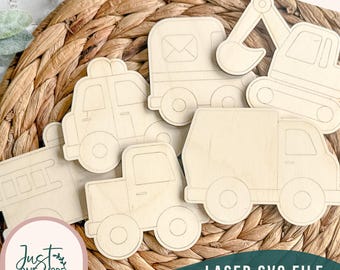 Vehicle SVG Bundle | 6 Truck & Vehicle Laser Cut Files | Construction Transportation | Glowforge SVG | Kids Craft | Digital Download
