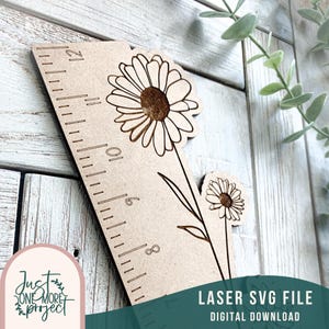 Regla de 12" (30,5 cm) SVG, Regla floral SVG, Regla cortada con láser, Regla de madera SVG, Regalo para profesores SVG, Compatible con Glowforge, Archivos SVG para láser, Uso comercial