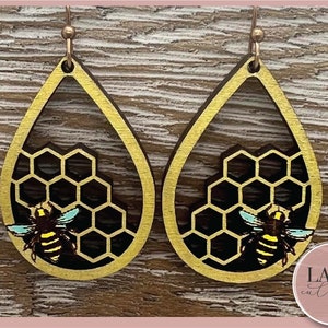 Bijenkorf oorbellen svg, Hommel svg, Boho Laser Oorbellen svg, Laser Oorbel SVG, Glowforge svg Bestanden, Digitaal downloaden, Commercieel Gebruik