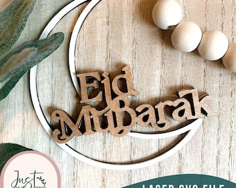 Eid Mubarak Macrame SVG, Islamic Decor, Rattan Laser Cut File (Digital Download)
