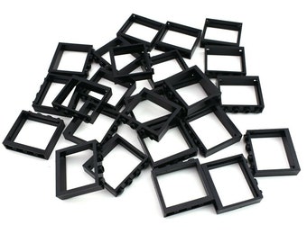TCM BRICKS Cadre de fenêtre noir 1x4x3 X25, pièces compatibles avec 60594