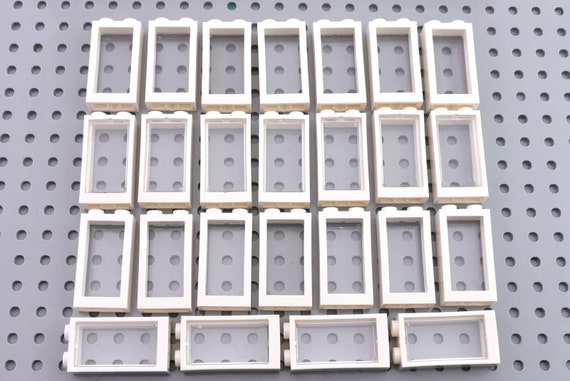 25 Pcs TCM Compatible Bricks White Window 1 x 2 x 3 Flat Front with Glass QTY 