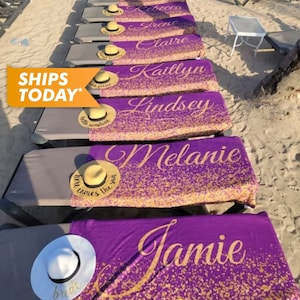 Personalized Beach Towel: Custom Monogram, Birthday Gift