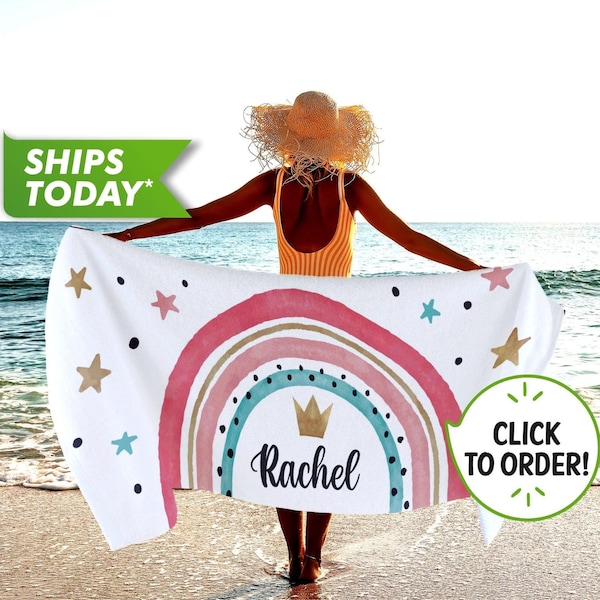 Rainbow Beach Towel Etsy