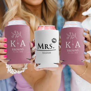 Personalized Wedding Can Coolers: Monogrammed Beverage Holder Favors