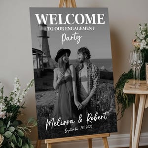 Custom Photo Engagement Party Welcome Sign: Acrylic or PVC