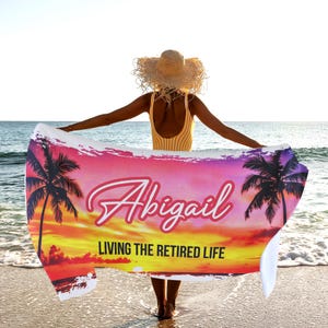 Retired Beach Towel Gift with Name, Personalized Retirement Gift Pool Towel for 2025, Custom Gifts For Coworker, Friend Leaving Job T258
