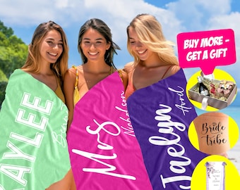 Personalized Bachelorette Party Beach Towel, Bridesmaid Gift