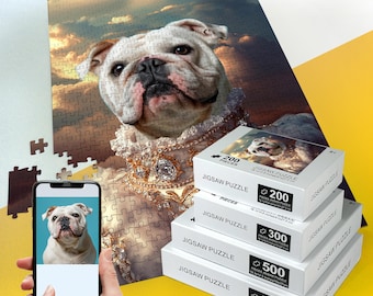 Custom Pet Portrait Photo Puzzle: Regal Dog or Cat Gift
