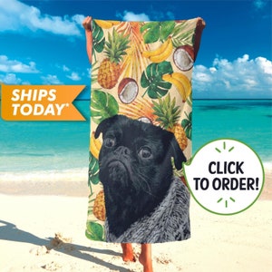 Custom Beach Towel, Personalized Beach Towel with Pet Face - Pet Portrait Custom Photo Gift, Custom Towels - Face Towel, Pet Beach Towel T17