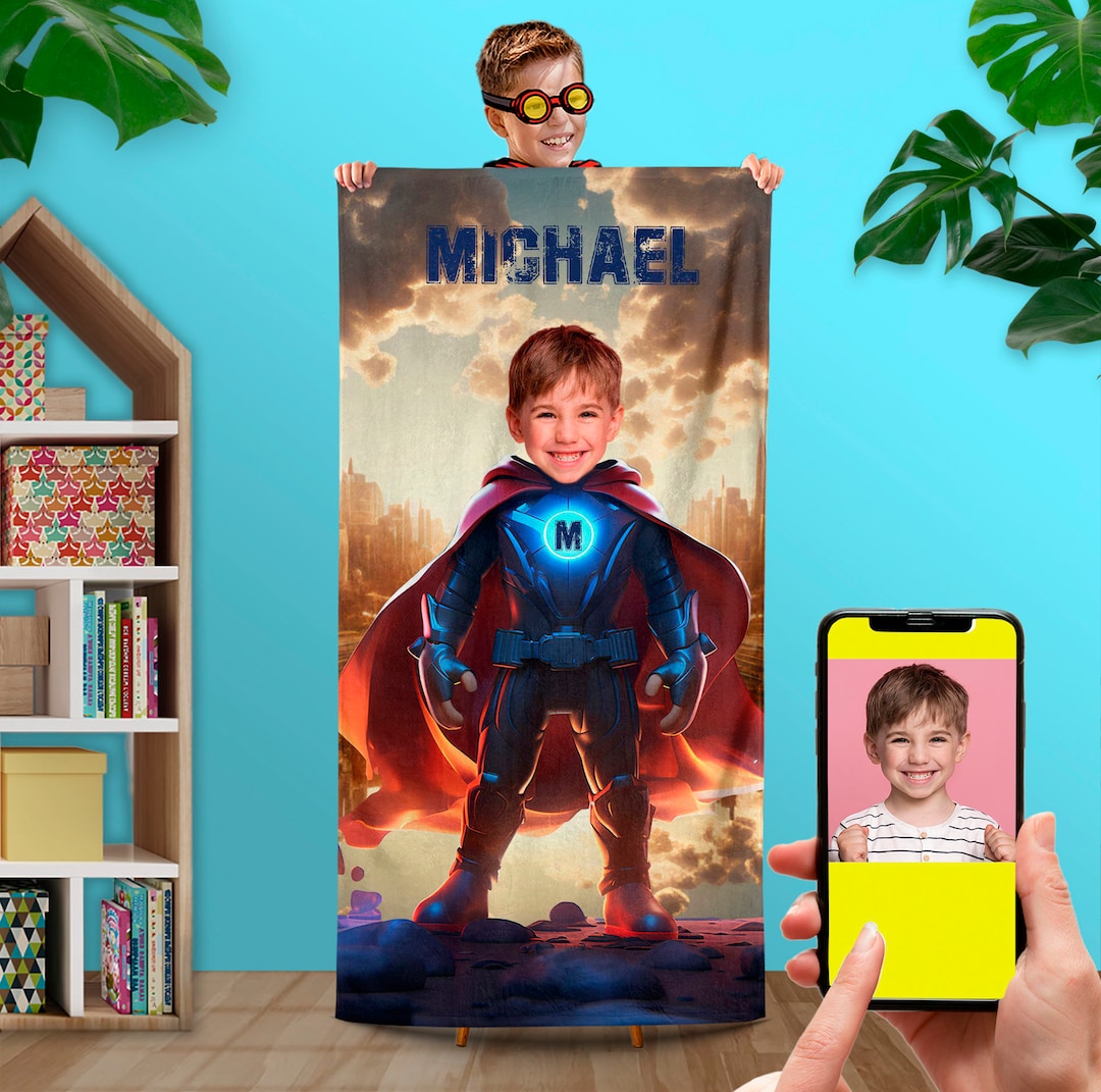 Papasgix Serviette De Plage Personnalisée Avec Nom 76x152cm, Serviette