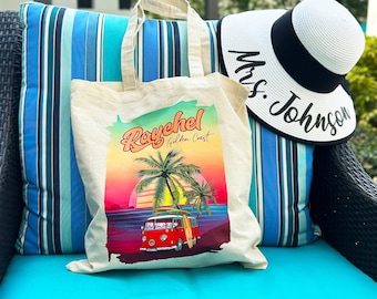 Personalized Beach Trip Tote Bag: Custom Summer Canvas Tote