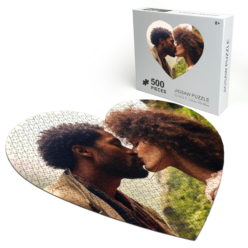 Personalized Puzzle with Your Photo, 48- 1000 Piece Custom Puzzle, Custom Gifts for Mom Her Him Boyfriend Girlfriend Heart 500 pcs 15x17 inches