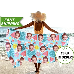 Custom Beach Towel, Best Friend Photo Gift - Personalized Beach Towel with Photo, Funny Face Towel - Custom Photo Gifts for Him Her T75