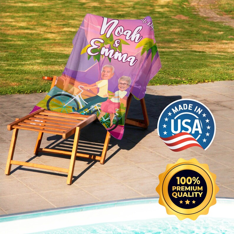 Custom Face Beach Towel Couple Photo Towel Grandparents Day Etsy