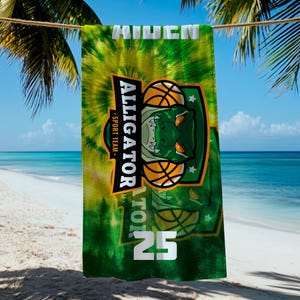 Tie Dye Sport Team Beach Towel: Personalized Logo, Name & Number