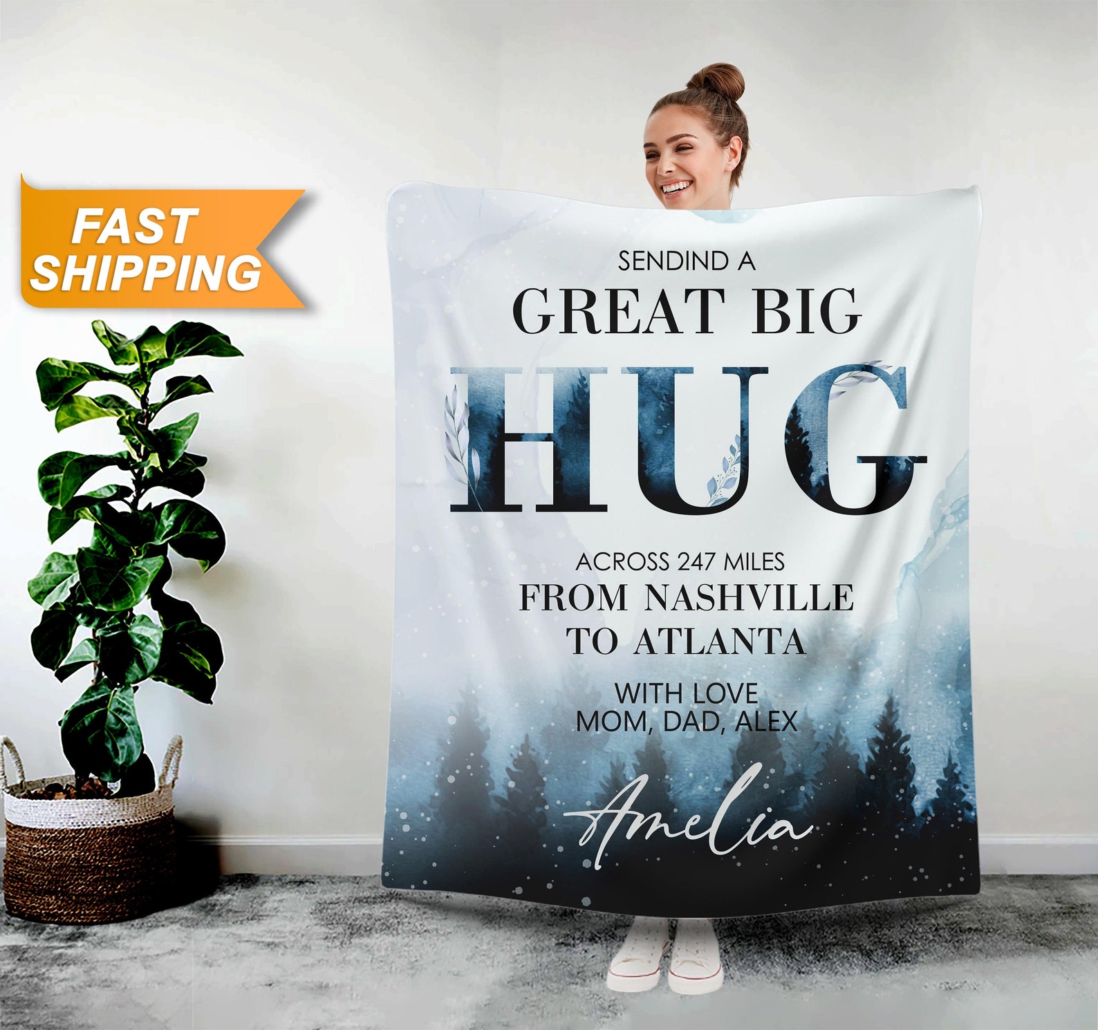 Sending a Great Big Hug Blanket Custom Christmas Blankets Etsy