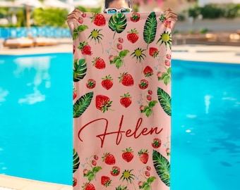Personalized Fruit Beach Towel: Custom Name Summer Vacation Gift