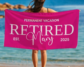 Personalized Retirement Beach Towel: Custom Name Gift