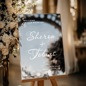 Custom Silver Mirror Acrylic Wedding Sign, Personalized Wedding Ceremony Reception Signs, Silver Gold Acrylic Mirror Welcome Sign S30-2