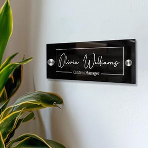 Door Sign Name Plate, Acrylic Wall Sign, Office Door Name Plate Executive Sign, New Job Ceo Gift, School Sign Teacher Appreciation S15-1