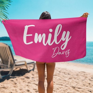 Custom Beach Towel, Personalized Beach Towel with Your Name - Monogrammed Towels, Custom Towels - Custom Birthday Gift for Him Her - T2 P2