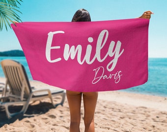 Custom Beach Towel, Personalized Beach Towel with Your Name - Monogrammed Towels, Custom Towels - Custom Birthday Gift for Him Her - T2 P2