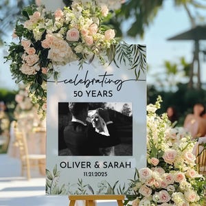Wedding Anniversary Sign Celebrating 50 Years, Wedding Reception Acrylic Welcome Sign, Wedding Printable 50th Anniversary Sign S21-1