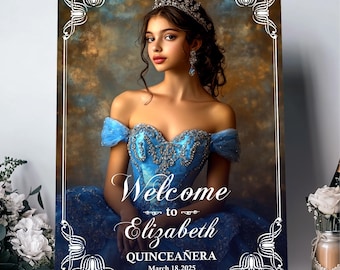 Personalized Quinceañera Photo Welcome Sign: Acrylic or PVC