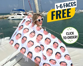 Custom Beach Towel, Personalized Pool Towel with Photo - Funny Face Bath Towel, Best Friend Photo Gift, Custom Birthday Gift, Vacation -T8