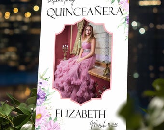 Custom Quinceanera Welcome Sign with Easel