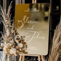 Personalized Mirror Acrylic Wedding Welcome Sign: Gold or Silver Reception Decor