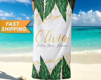 Personalized Bride Beach Towel: Tropical Bachelorette Party Gift
