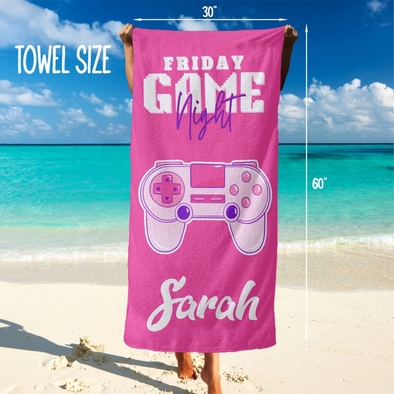 Custom Gaming Beach Towel Video Game Towels Personalized Etsy