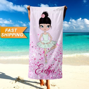 Personalized Ballerina Beach Towel: Custom Dance Gift