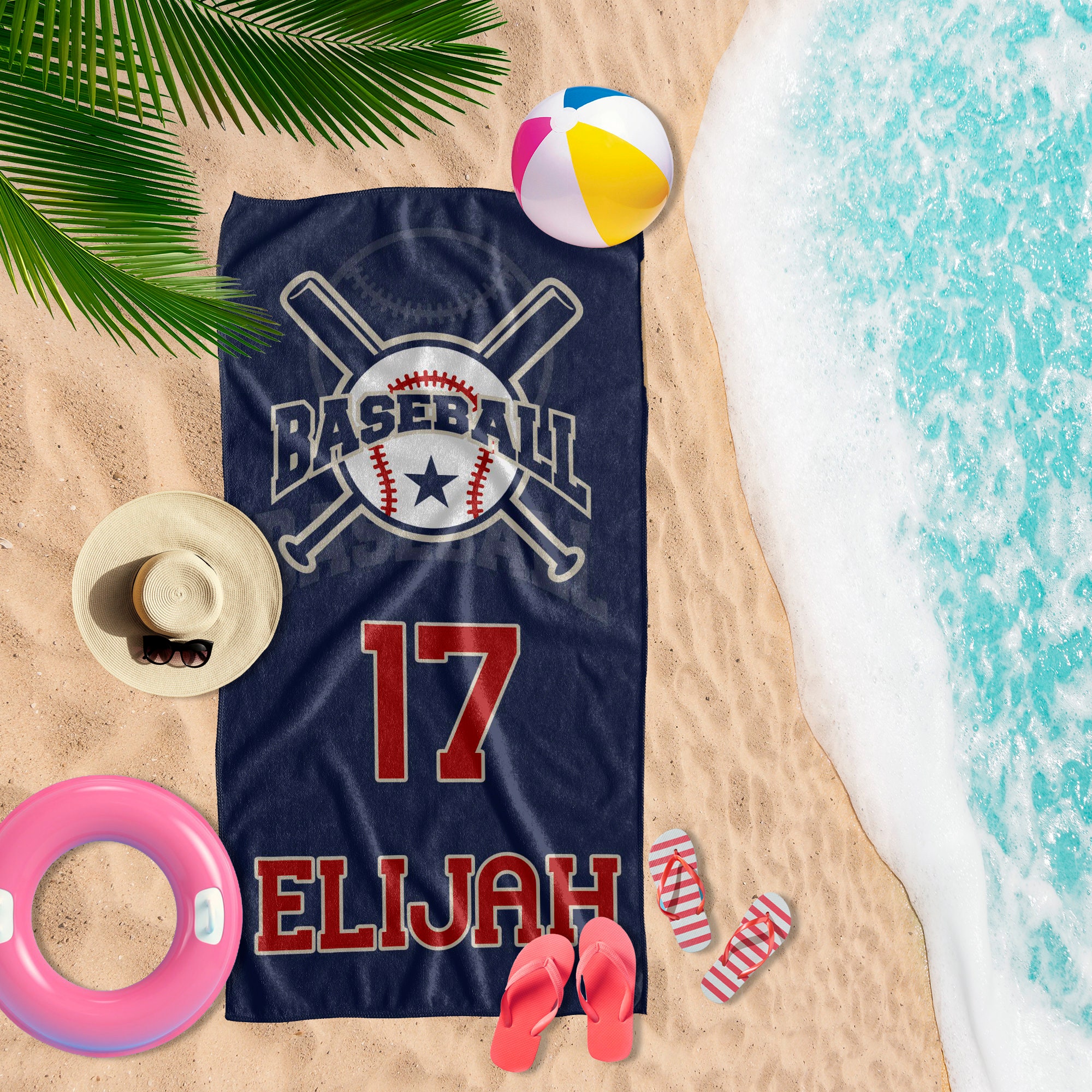 Baseball Team Gift Idea Towel, Custom Baseball Beach Towels for Baseball Players Coaches, Personalized Team Gifts, Sports Team Towel T118