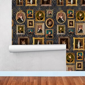 Custom Pet Portrait Wallpaper | Pets Photo Removable Wallpaper | Peel and Stick Wall Paper #401