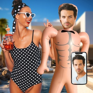 Groom Blow Up Doll Bachelorette Party Items, Fun Custom Bachelorette Ideas Gift for Bride, Printed Face Inflatable Man Party Favor Gifts