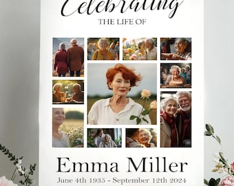 Celebration of Life Photo Collage Sign: Funeral Memorial Poster