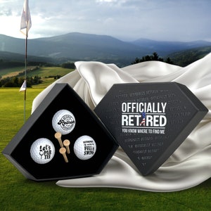 Officially Retired Golf Balls and Tees  Set of 3, Retirement Party Gift Idea for Golfer Him Men Grandpa Dad Father, Funny Retiree Golf Gifts