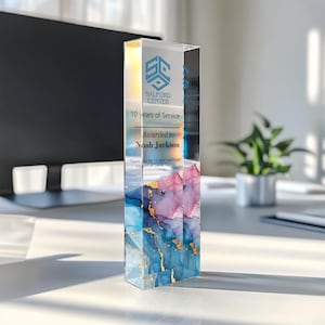 Personalized Trophy Clear Award, Custom Acrylic Plaque, Company Anniversary, Awards Ceremony Business Corporate Gift, Employee Award A4-1