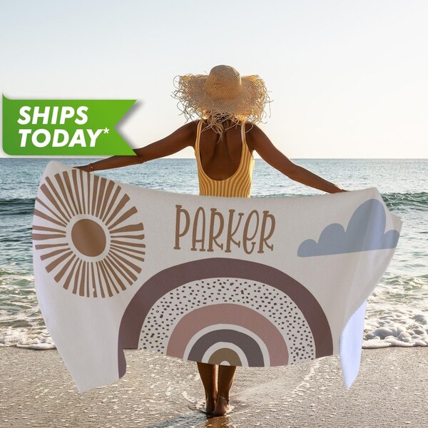 Rainbow Beach Towel Etsy