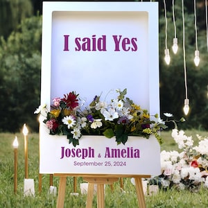 Custom Wedding Welcome Sign, I Said Yes White Flower Box Welcome Stand, Welcome to Our Wedding Sign, Personalized Party Decorations