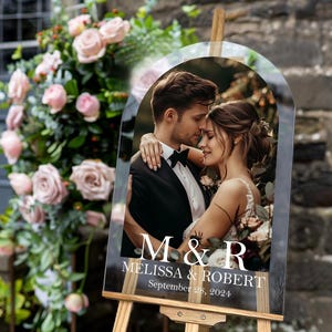 Custom Wedding Photo Welcome Sign: Acrylic, PVC, or Paper with Easel