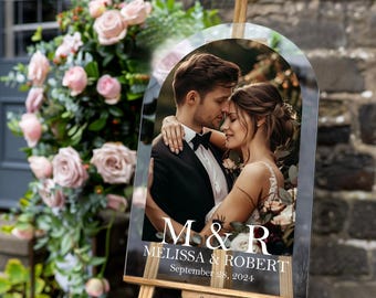 Wedding Photo Sign, Custom Welcome to the Party Sign Couple&#39;s Wedding Displays, Premium Paper PVC Acrylic with an Easel, Wedding Decor S6-1