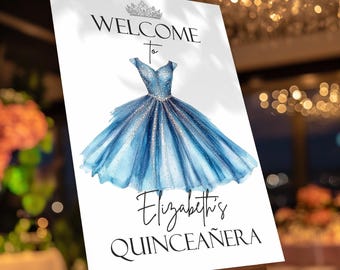 Personalized Quinceanera Welcome Sign: Acrylic, PVC, or Paper