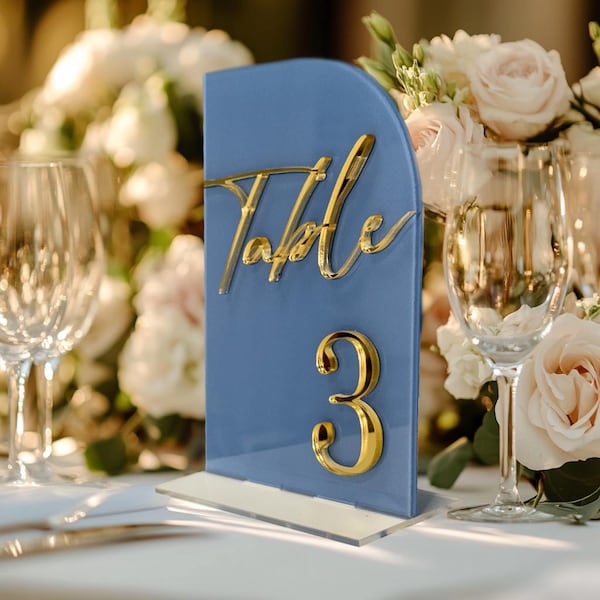 Gold Mirrored Acrylic Wedding Table Numbers, Modern Arch Decor