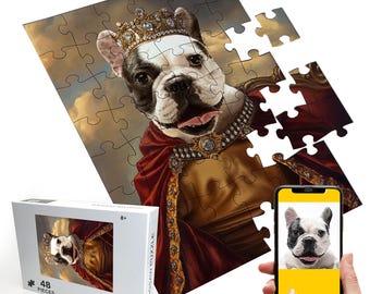 Custom Pet Portrait Photo Puzzle: Personalized Cat Dog Lover Gift