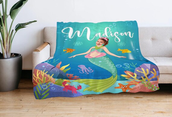 Mermaid Face Blanket Kids Custom Photo Blankets Girls Fairy Tale Personalized Blanket Customize Gifts Birthday Photo Gift for Her L86 Etsy Canada