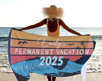 Personalized Retirement Beach Towel, Custom Vacation Gift